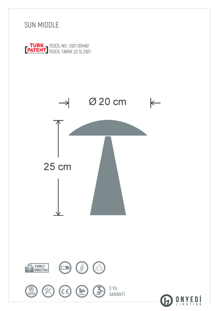 Sun Middle Şarjlı Masa Lambası