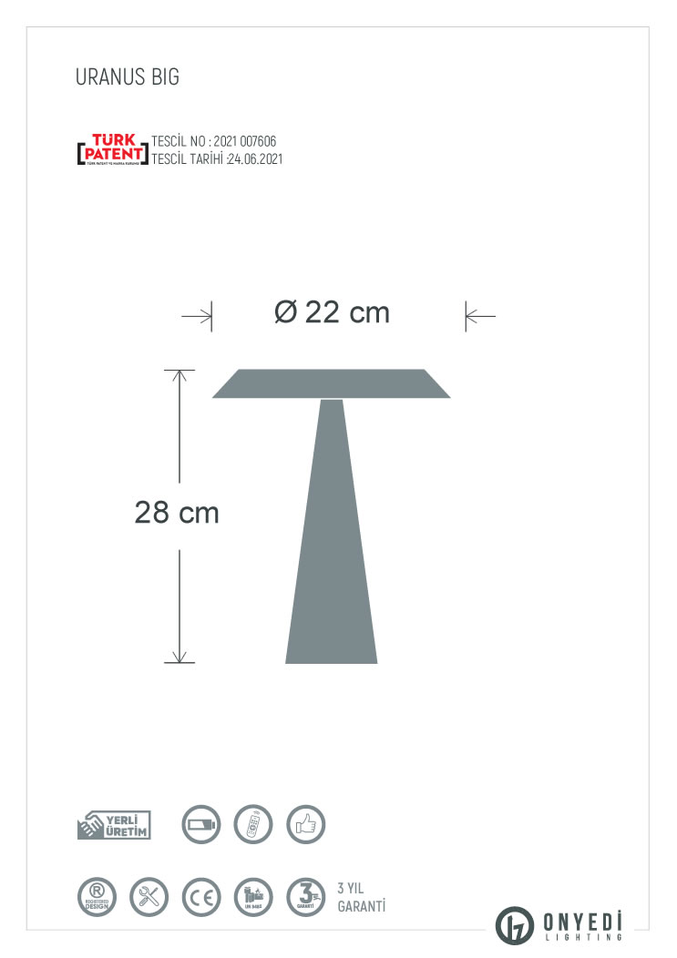 Uranüs Big Şarjlı Masa Lambası